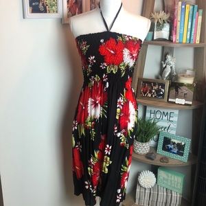 Black & Red Hawaiian Dress/Beach Cover Up